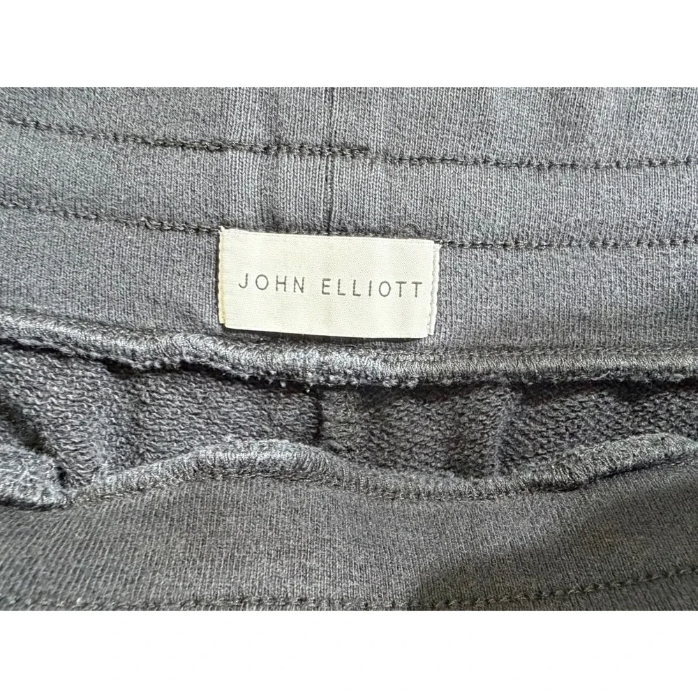 John Elliott Sweatpants Size 3 Black Drawstring Tapered Joggers French Terry USA